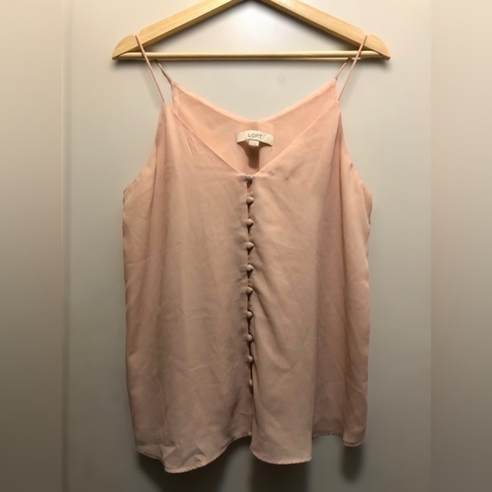 LOFT Blush Pink Button Front Spaghetti Strap Top Small